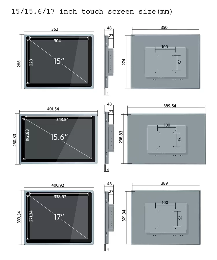 17 Inch Square Resistive Touch Screen 5 Wire Monitor